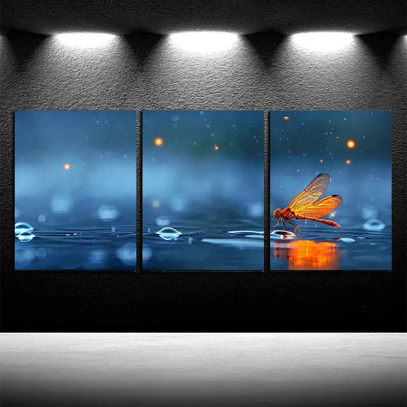 3pcs Firefly by Moonlight Nature-Inspired Metal Print Ready to Hang Art