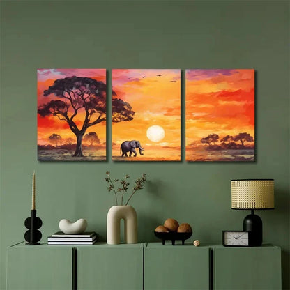 3pcs African Sunset Landscape Africa Decor Poster Metal Print Ready to Hang Art