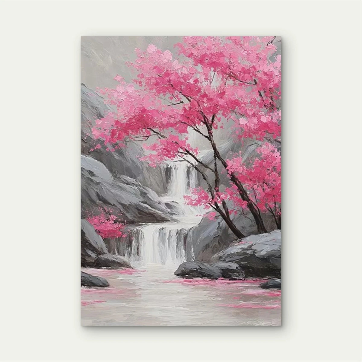 Pink Cherry Blossom Waterfall Metal Print Ready to Hang