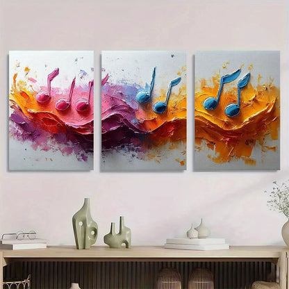 3pcs Painting Abstract Colorful Music Metal Print Ready to Hang Art