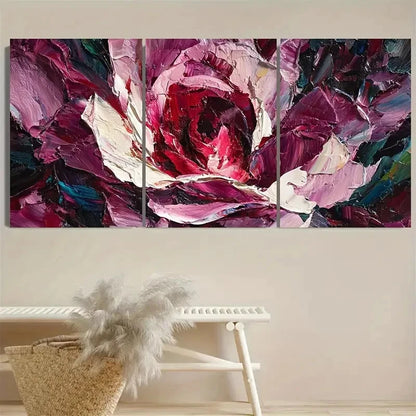 3pcs Rose Flower Thick Layered Luxury Art Wall Art Set Canvas Framed 60x90cm - High Quality Print 100% Australian Made Wall Canvas Ready to Hang