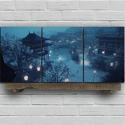 3pcs Beautiful Estate White Lights Metal Print Ready to Hang Art