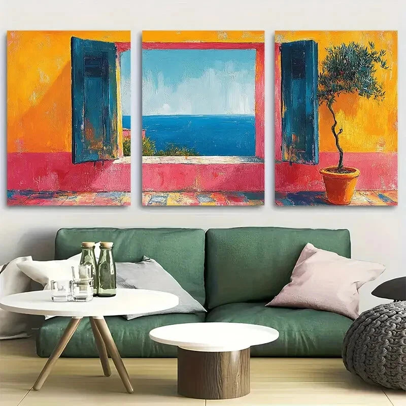3pcs Matisse Danish Pastel Aesthetic Window Metal Print Ready to Hang Art