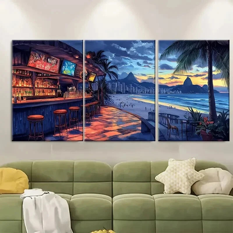 3pcs Copacabana Beach Rio de Janeiro Vibes Metal Print Ready to Hang Art
