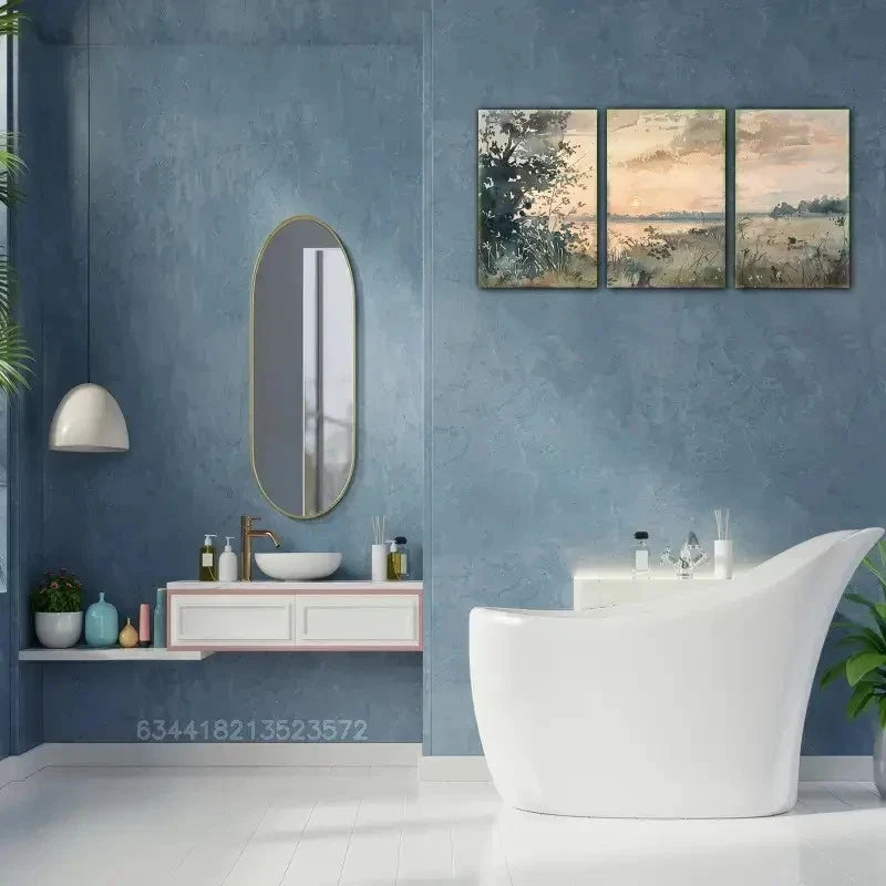 3pcs Retro Style Spring Landscape Painting Metal Print Ready to Hang Art