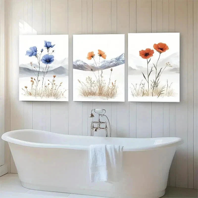 3pcs Minimalist Floral Elegant Nature Perfect Wall Art Set Canvas Framed 50x70cm - High Quality Print 100% Australian Made Wall Canvas Ready to Hang