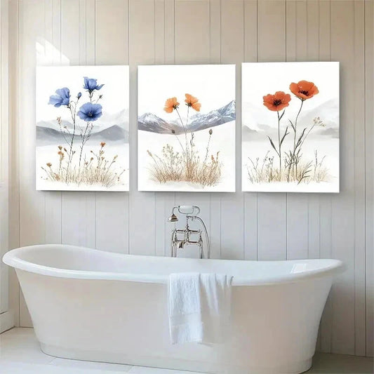 3pcs Minimalist Floral Elegant Nature Perfect Wall Art Set Canvas Framed 50x70cm - High Quality Print 100% Australian Made Wall Canvas Ready to Hang