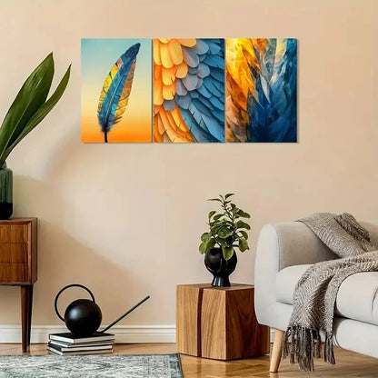 3pcs Vintage Native American Feather Metal Print Ready to Hang Art