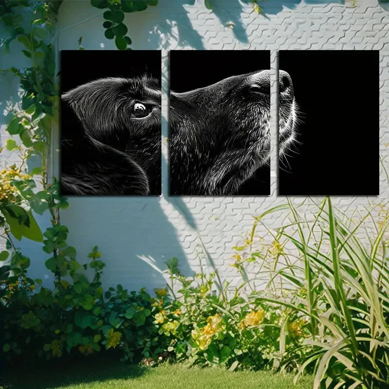 3pcs Dog Portrait in Black Background Metal Print Ready to Hang Art