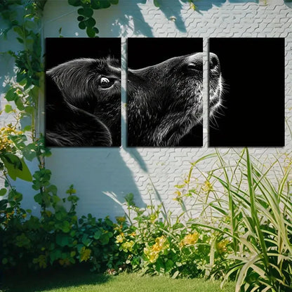3pcs Dog Portrait in Black Background Metal Print Ready to Hang Art