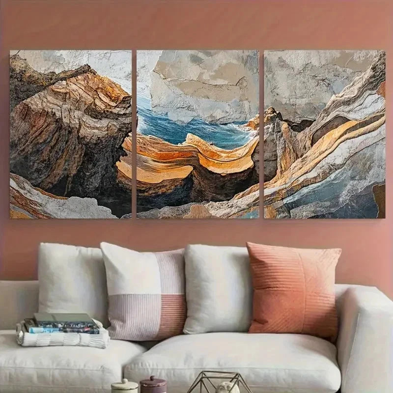 3pcs Hawaii Na Vibrant Blue Ocean & Rocky Cliffs Wall Art Set Canvas Framed 60x90cm - High Quality Print 100% Australian Made Wall Canvas Ready to Hang