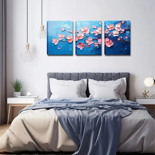 3pcs Pink Orchids Blooming On Dark Brown Perfect Wall Art Set Canvas Framed 40x60cm - High Quality Print 100% Australian Made Wall Canvas Ready to Hang