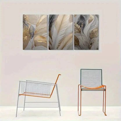 3pcs Modern Abstract Feather Wall Art Set Canvas Framed 40x60cm - High Quality Print 100% Australian Made Wall Canvas Ready to Hang