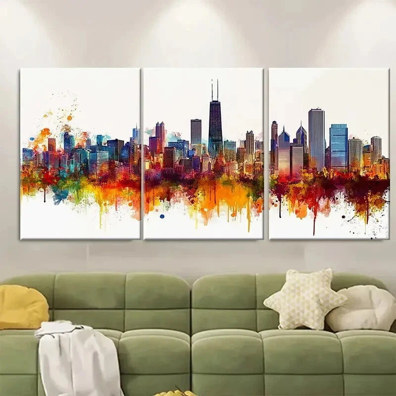 3pcs Vibrant Cityscape Poster Spreckels Building Metal Print Ready to Hang Art