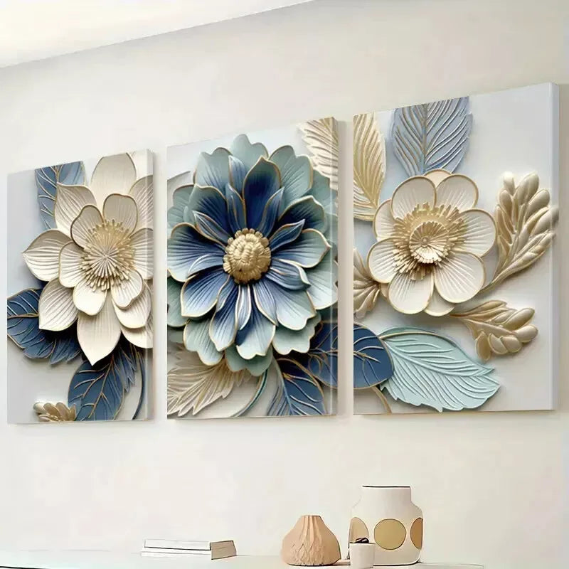 3pcs Modern Floral Painting Canvas Framed 40x60cm - High Quality Print 100% Australian Made Wall Canvas Ready to Hang