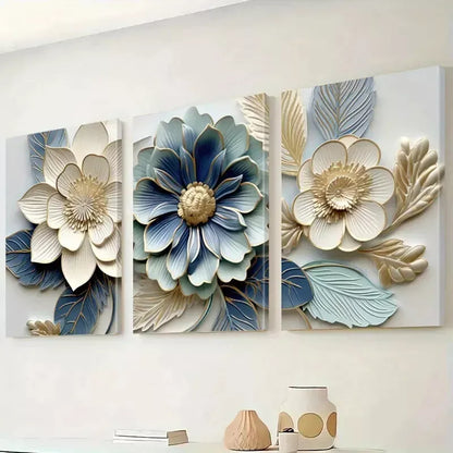 3pcs Modern Floral Painting Canvas Framed 40x60cm - High Quality Print 100% Australian Made Wall Canvas Ready to Hang