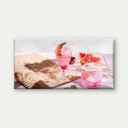Fruity Pink Gin Beverage Wall Art Canvas Office Home Room Framed 120x60cm