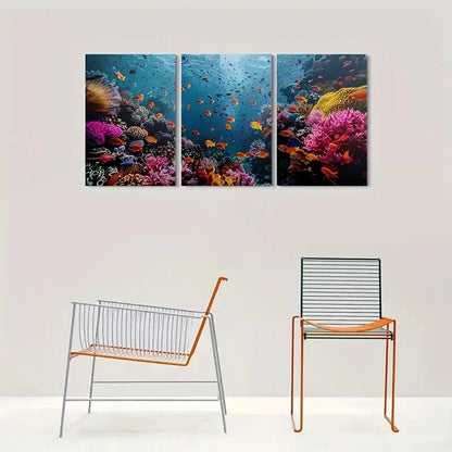 3pcs Underwater Paradise Coral Reef Wall Art Set Canvas Framed 40x60cm - High Quality Print 100% Australian Made Wall Canvas Ready to Hang
