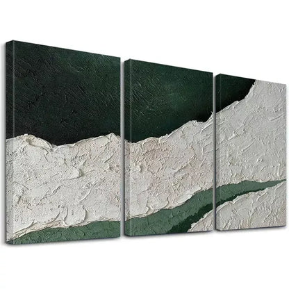 3pcs Abstract Green & White Painting Canvas Framed 40x60cm - High Quality Print 100% Australian Made Wall Canvas Ready to Hang