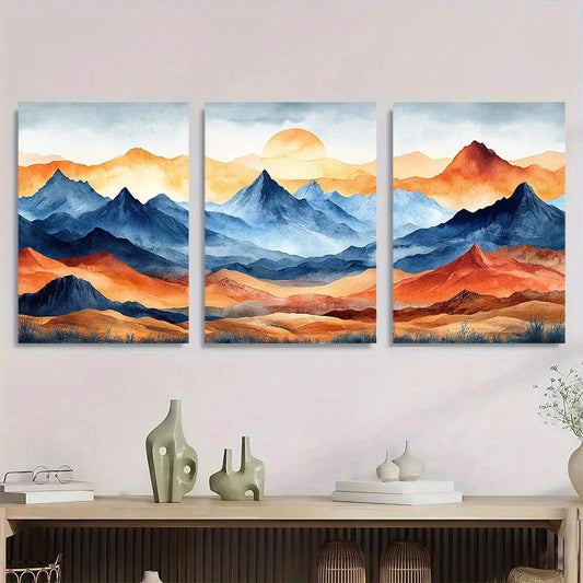 3pcs Stunning Desert Mountain Metal Print Ready to Hang Art