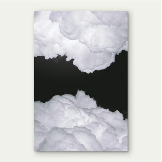 Black and White Puffy Storm Clouds Aesthetic 40x60cm Metal Print Ready to Hang