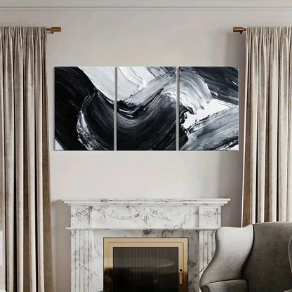 3pcs Abstract Art Dynamic Monochrome Palette Metal Print Ready to Hang Art