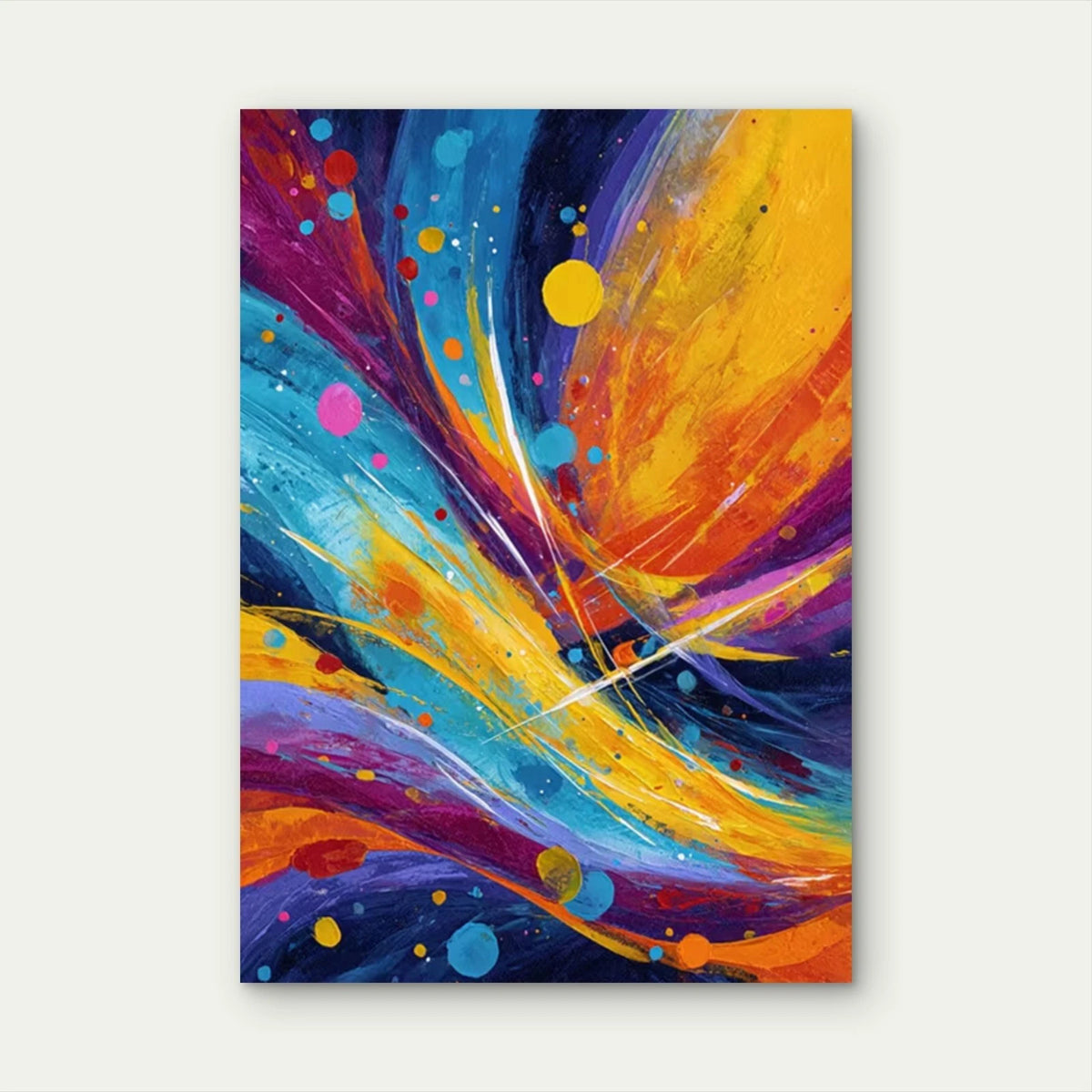 Abstract Painting with Vibrant Colors Metal Print Ready to Hang