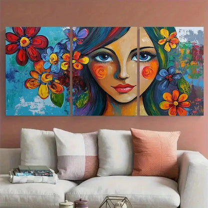 3pcs Abstract Woman Portrait Picasso Style Wall Art Set Canvas Framed 60x90cm - High Quality Print 100% Australian Made Wall Canvas Ready to Hang