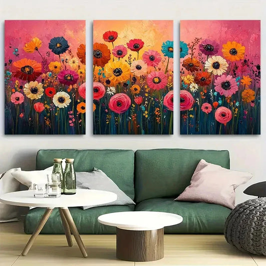 3pcs Wildflower Cottagecore Rustic Pink Decor Metal Print Ready to Hang Art