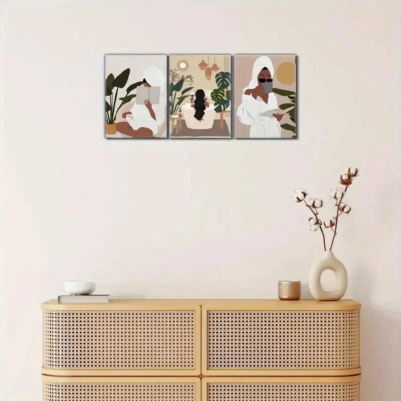 3pcs Elegant Tropical Plant Leaf Prints Art Posters Metal Print Ready to Hang