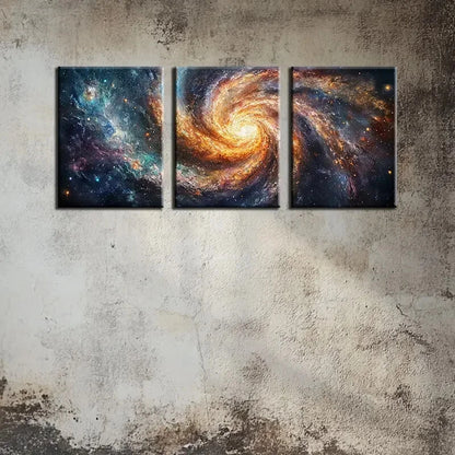 3pcs Space-Themed Galaxy Swirl Metal Print Ready to Hang Art