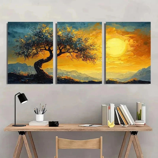 3pcs Vibrant Abstract Van Gogh Olive Tree Wall Art Set Canvas Framed 40x60cm - High Quality Print 100% Australian Made Wall Canvas Ready to Hang