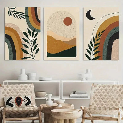 3pcs Vibrant Bohemian Tropical Leaf Metal Print Ready to Hang Art