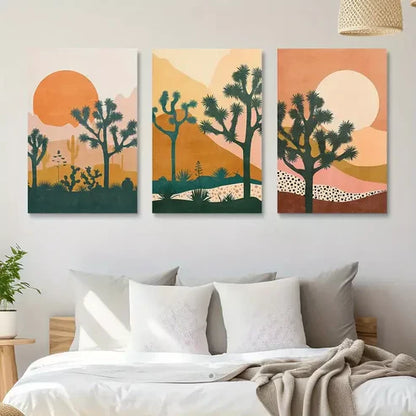 3pcs Joshua Tree Art Print Large Bohemian Canvas Framed 60X90 cm - High Quality Print 100% Australian Made Wall Canvas Ready to Hang