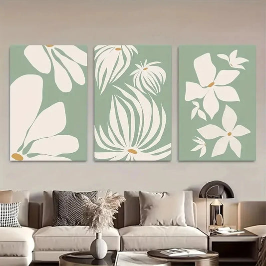 3pcs Green Floral Quirky Illustration Metal Print Ready to Hang Art