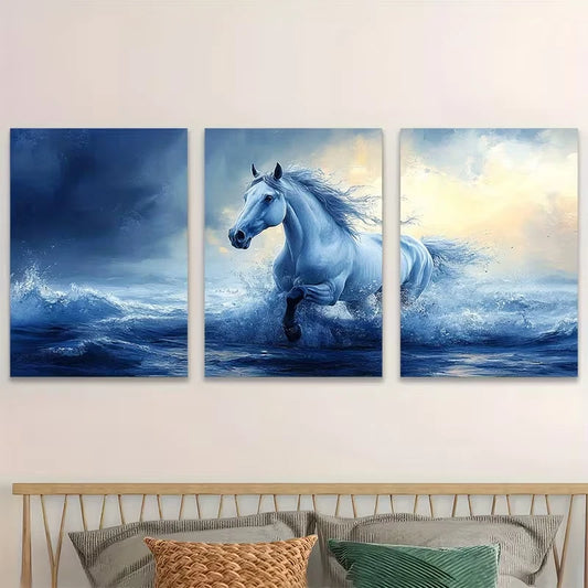 3pcs Stunning Horse Art Animal Lovers Deco   Wall Art Set Canvas Framed 60x90cm - High Quality Print 100% Australian Made Wall Canvas Ready to Hang