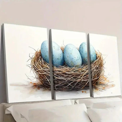 3pcs Nest with Eggs Wall Art Canvas Unframed – High Quality Print 100% Australian Made Wall Canvas