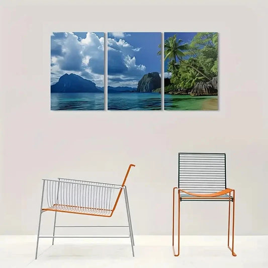 3pcs Beach Paradise Tropical Ocean Metal Print Ready to Hang Art
