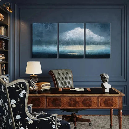 3pcs Abstract Rain Cloud Landscape Poster Art Metal Print Ready to Hang Art