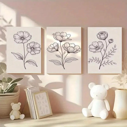 3pcs Magnolia Flowers Botanical Prints Metal Print Ready to Hang Art