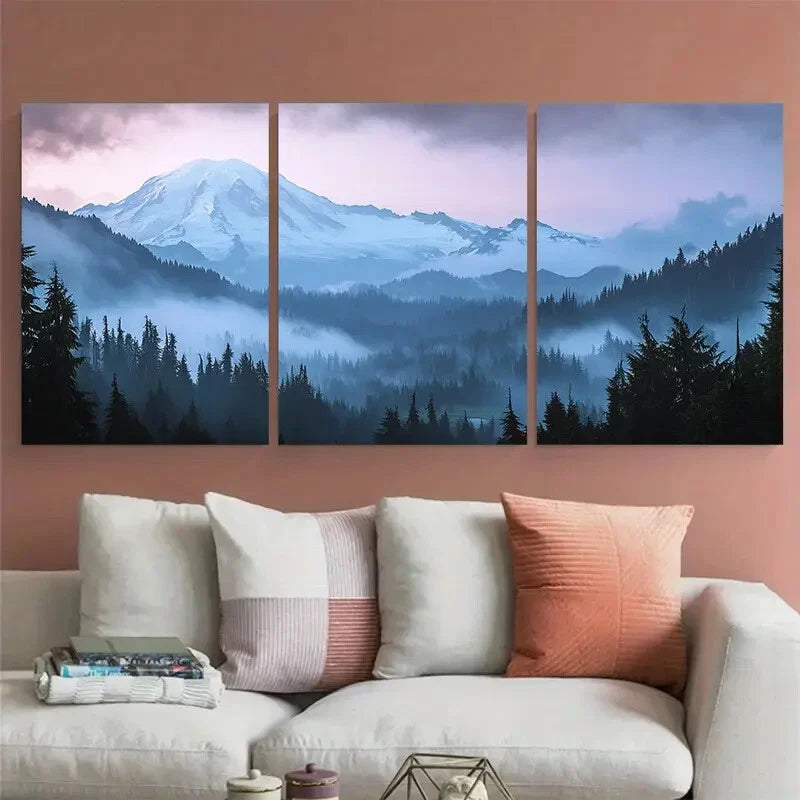 3pcs Mount Rainier Nisqually Glacier Travel Metal Print Ready to Hang Art