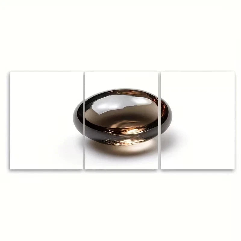 3pcs Minimalist Oval Gemstone like Decor Wall Art Set Canvas Framed 60x90cm – High Quality Print 100% Australian Made Wall Canvas Ready to Hang