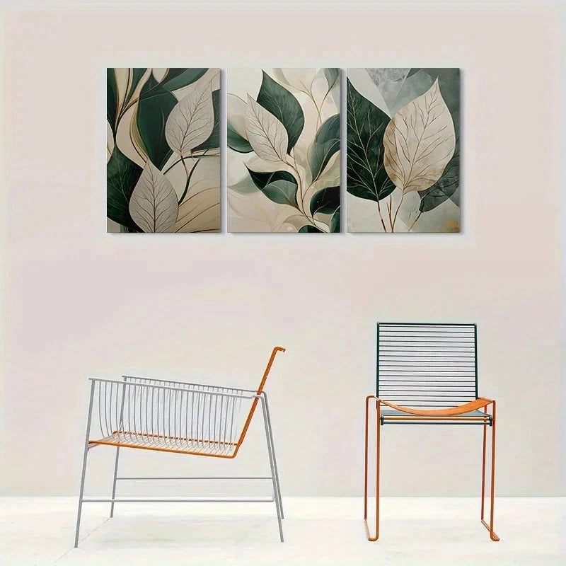 3pcs Abstract Leaf Botanical Painting Metal Print Ready to Hang Art