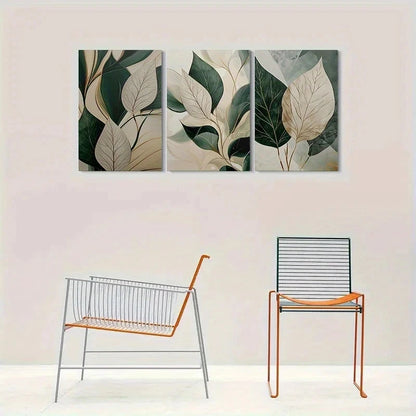 3pcs Abstract Leaf Botanical Painting Metal Print Ready to Hang Art
