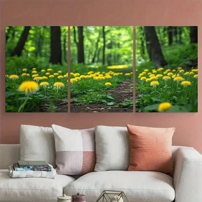 3pcs Dandelion Green Woodland Forest Metal Print Ready to Hang Art