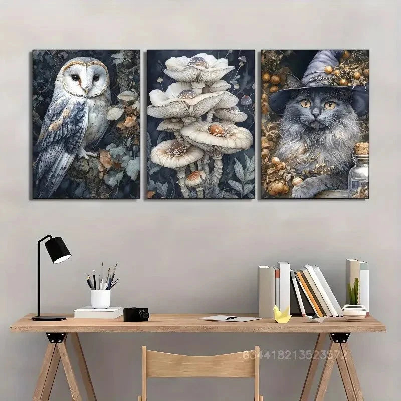 3pcs Mysterious Witchcraft Art Poster Metal Print Ready to Hang Art