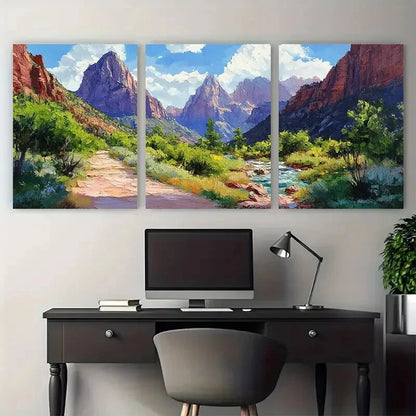 3pcs Enchanting Wildflower Abstract Floral Meadow Metal Print Ready to Hang Art