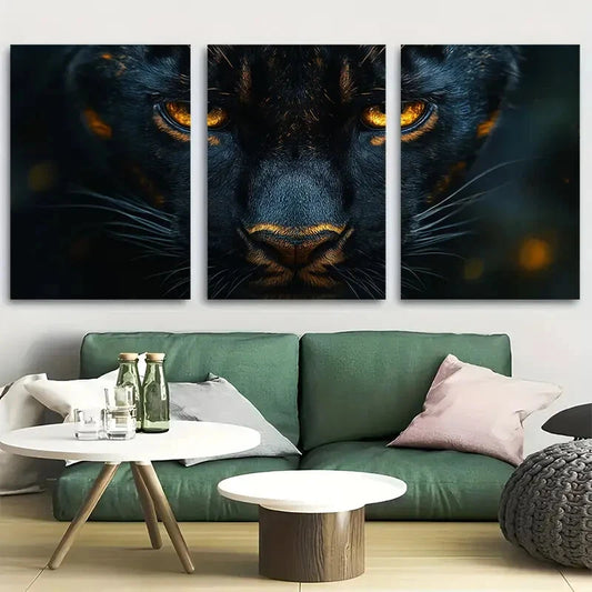 3pcs Jungle Big Cat Panther Metal Print Ready to Hang Art
