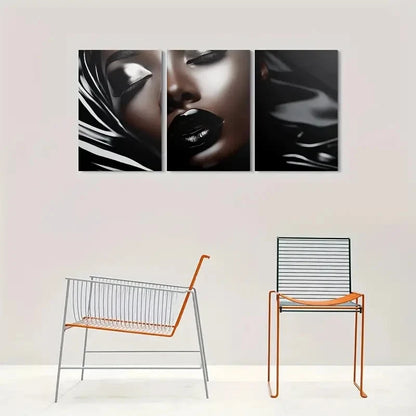 3pcs Modern Abstract Black and White Metal Print Ready to Hang Art