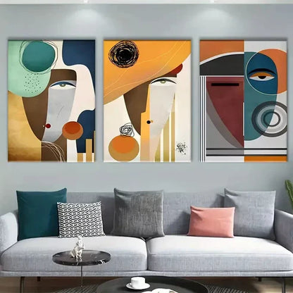 3pcs Picasso-Inspired Abstract Modern Wall Art Set Canvas Unframed - High Quality Print 100% Australian Made Wall Canvas
